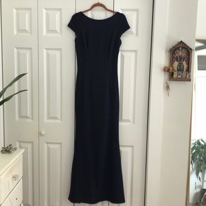 Classic style navy blue occasion dress
